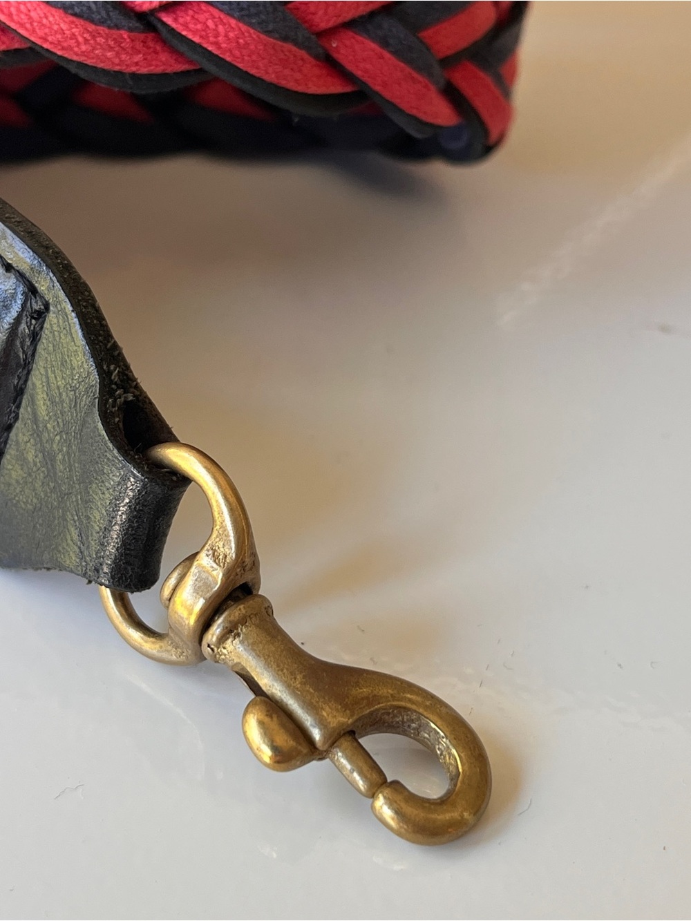 Clare V. Braided Crossbody Bag Strap in Navy and Red - Picture 3 of 7